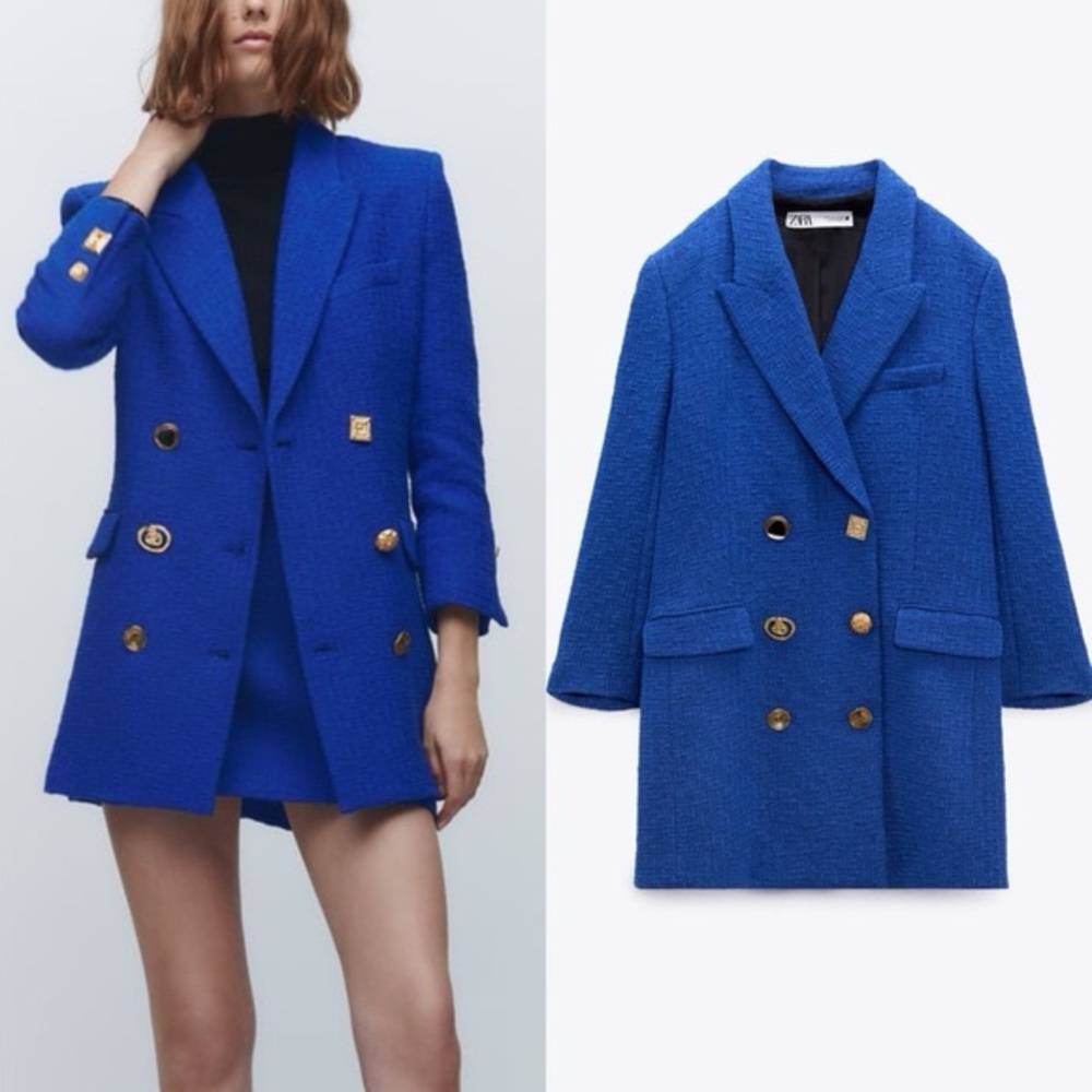 Zara Royal Blue Blazer with Gold Buttons